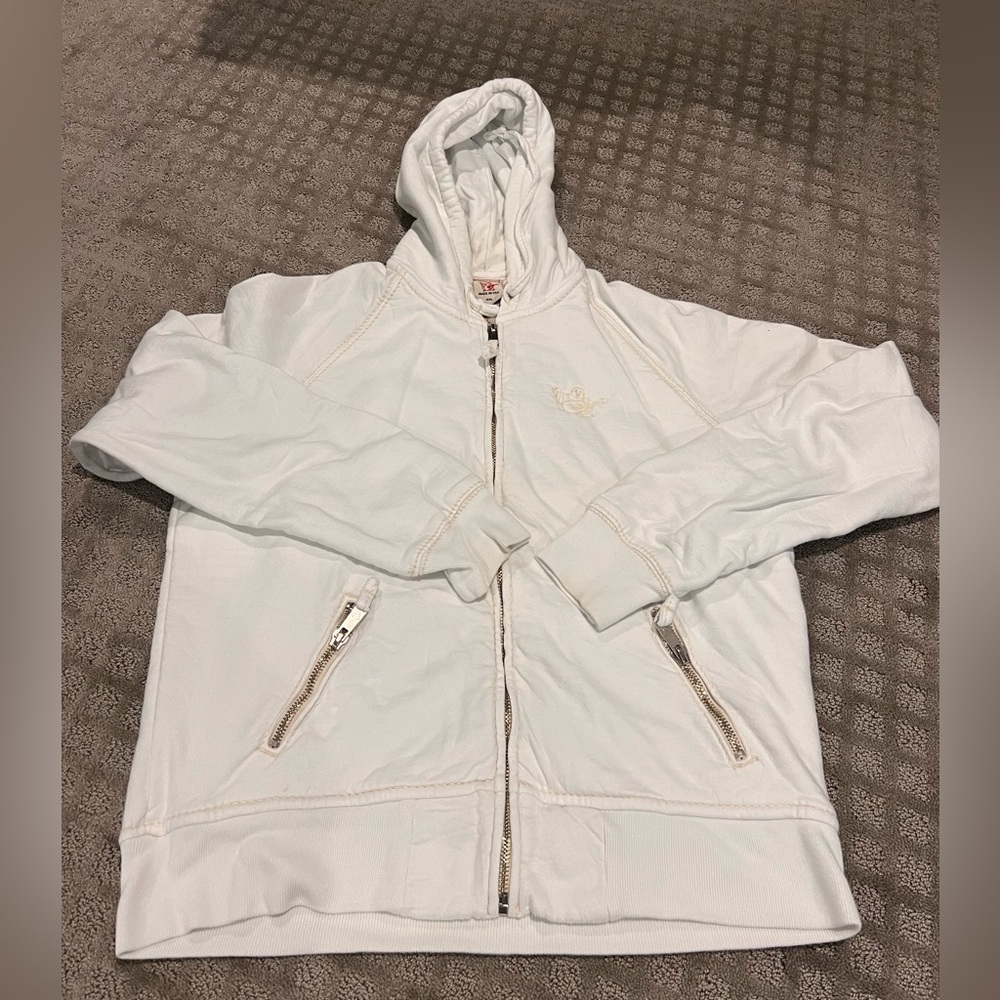 Men’s True Religion White Zip-Up Hoodie